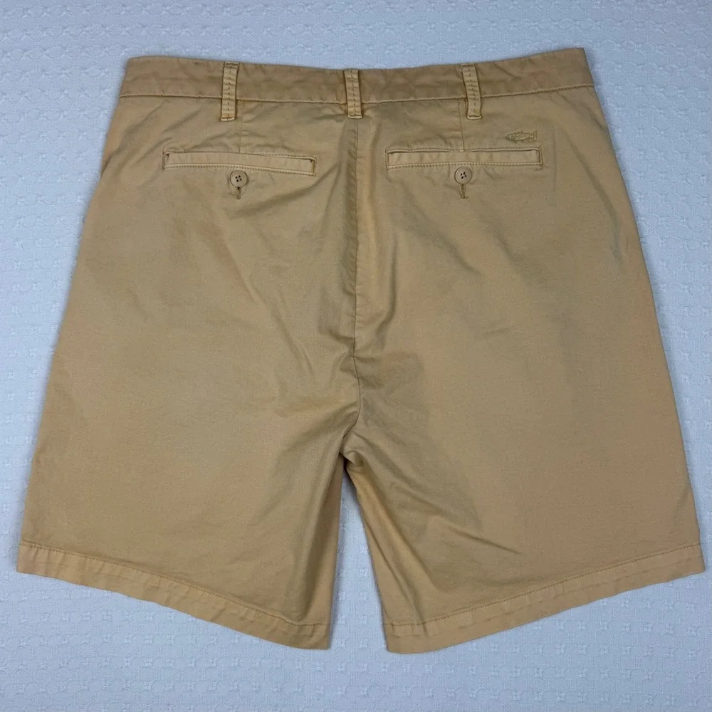 Orvis Chino Shorts Stretch Cotton Casual Mens 36 Light Yellow Khaki Classic Golf